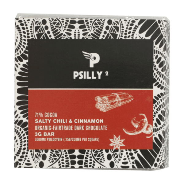 Psilly - Dark Chocolate Bar - Salty Chili & Cinnamon | Powerful Magic Mushrooms Canada