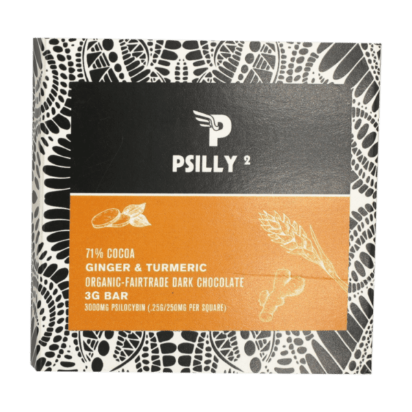 Psilly - Dark Chocolate Bar - Ginger & Turmeric | Powerful Magic Mushrooms Canada