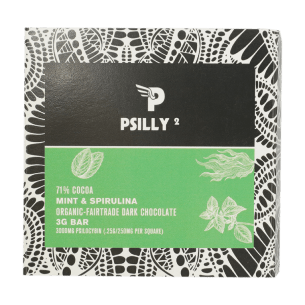 Psilly - Dark Chocolate Bar - Mint & Spirulina | Powerful Magic Mushrooms Canada
